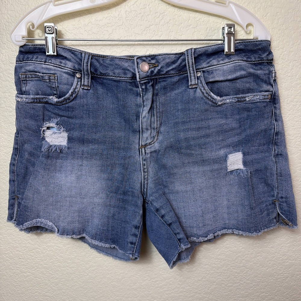 Joe's Jeans Raquel Shorts 29 Womens Blue Distressed Frayed Raw Hem Denim Cutoff